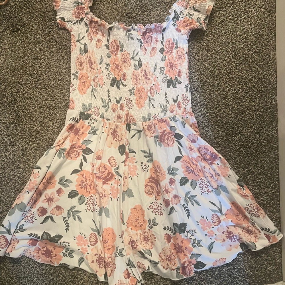 Garage Floral Romper in Pink and White
